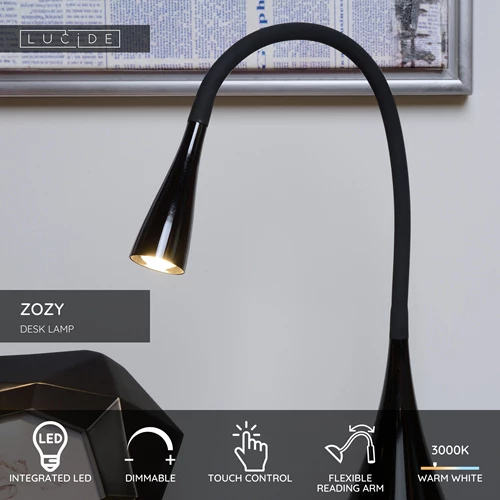 Lucide ZOZY - Desk lamp - LED Dim. - 1x4W 3000K - Black - USP